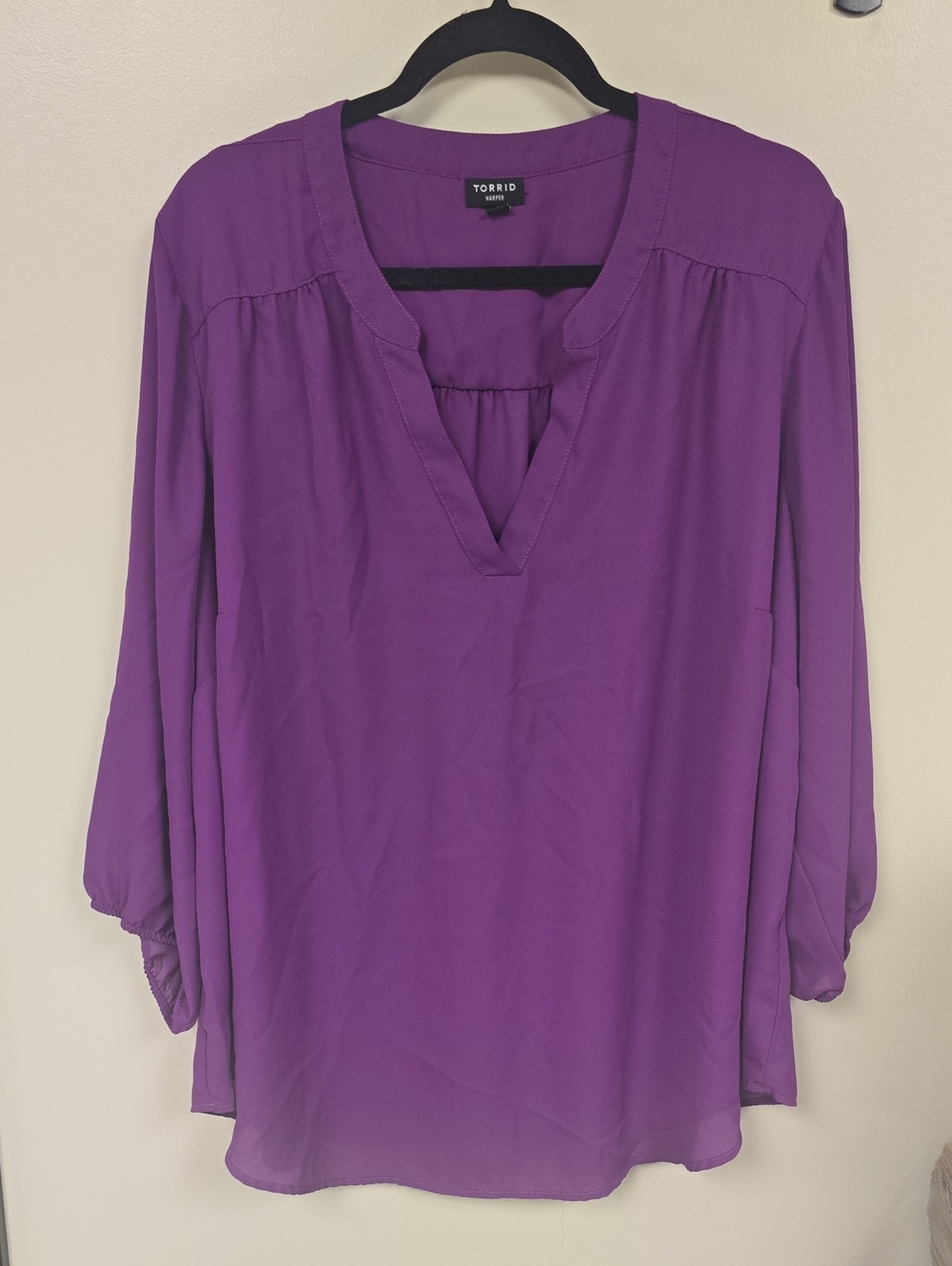 torrid Purple Split V-Neck Long Sleeve Blouse